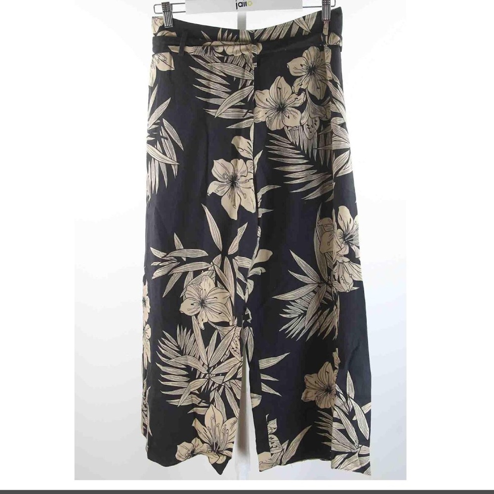 Ralph Lauren Black and Cream Floral Maxi Skirt